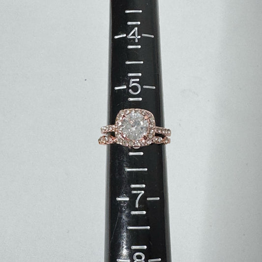 Cushion Cut Halo Engagement Ring & Band - Size 6