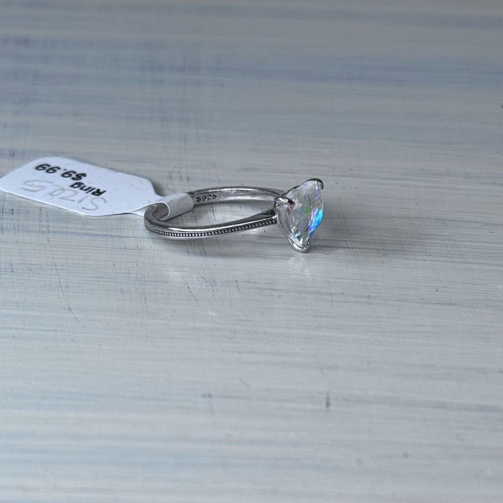 Rainbow Light Heart Ring - Size 5