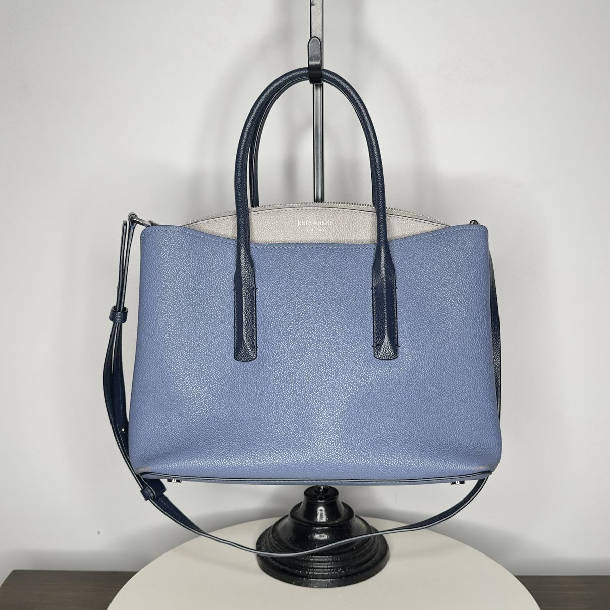 Kate Spade Margaux Celestial Blue Colorblock Pebble Leather Handbag