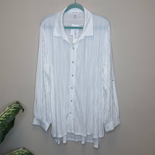 Rio & Rian Button Front Long Sleeve Top - Size 2X