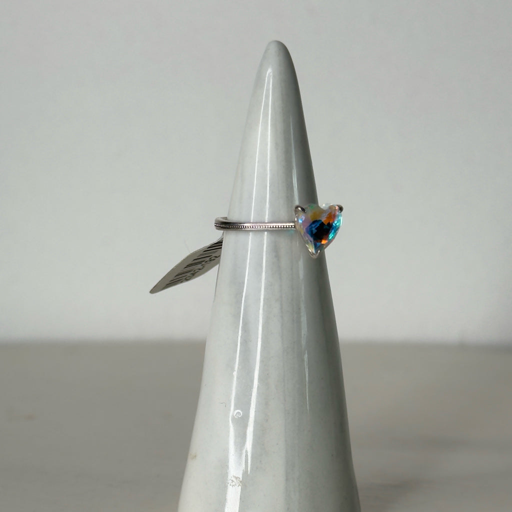 Rainbow Light Heart Ring - Size 5
