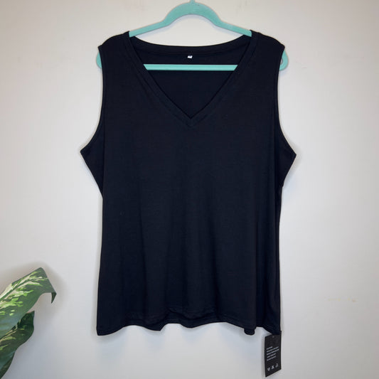 Black V-Neck Sleeveless Tee - Size XXL