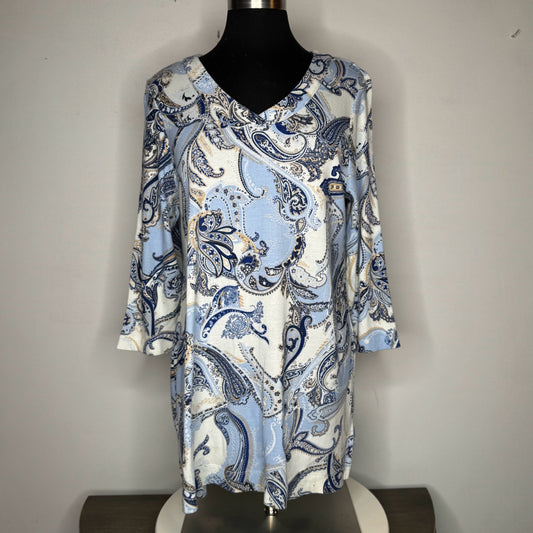 Chico's Paisley Print V-Neck Tunic Top - Size Large