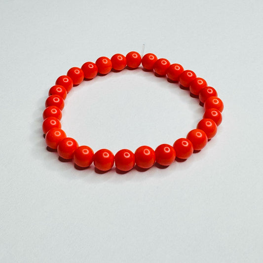 Inga Ann's Orange Glass Beaded Bracelet - 6mm Beads