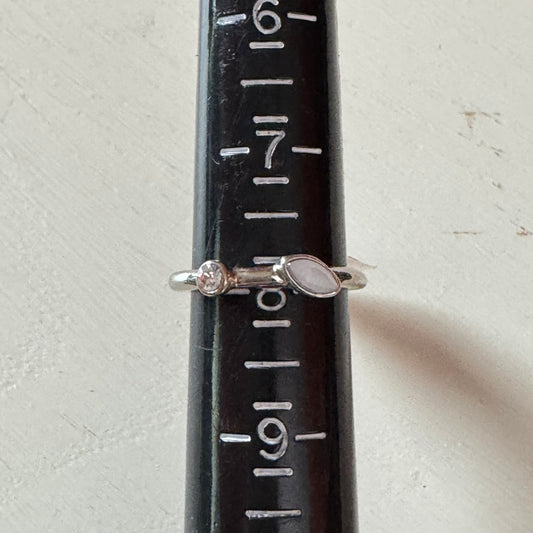 Dual Stone Marquise & Round Crystal Ring - Size 8