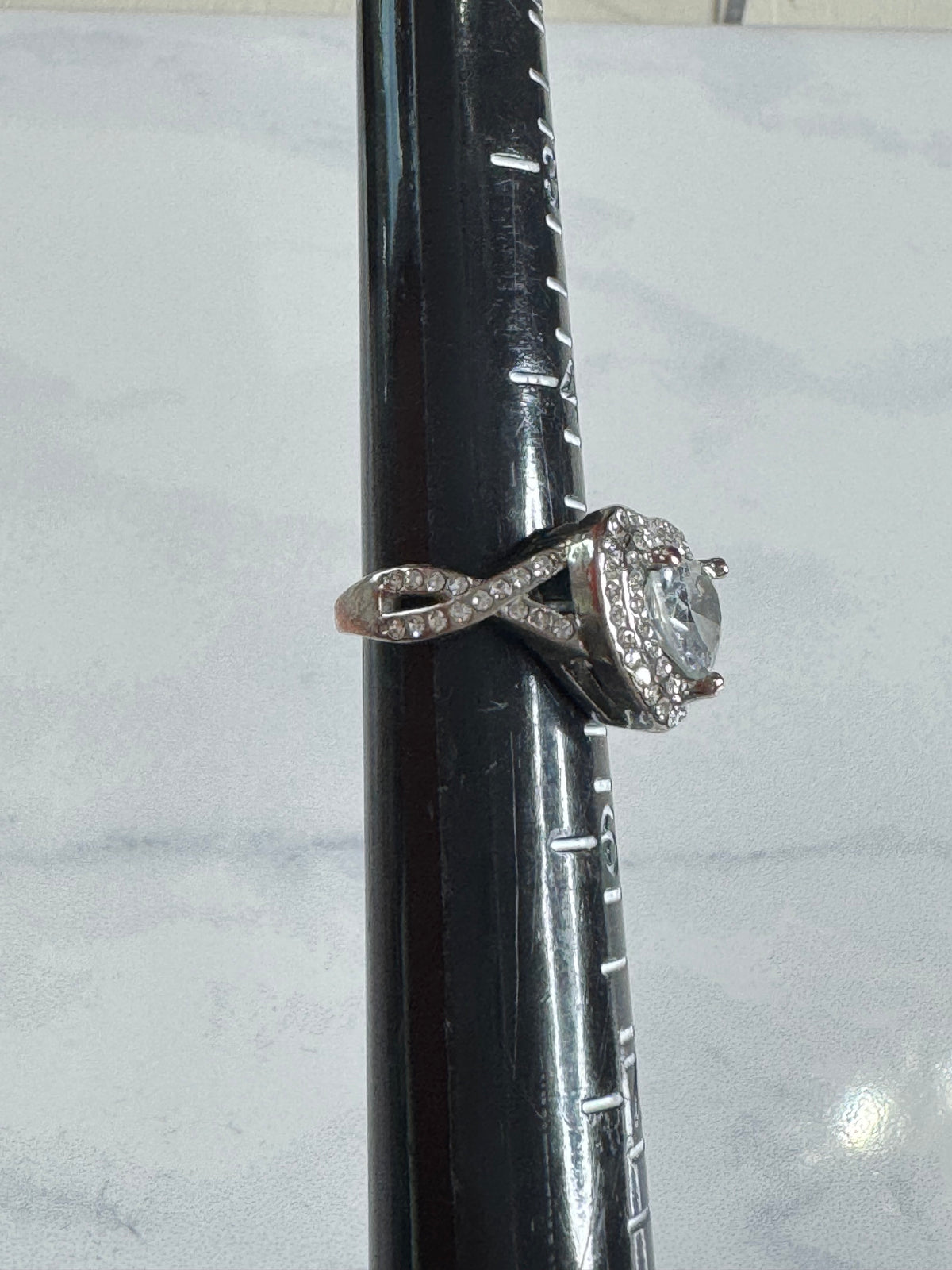 Sparkly Heart-Shaped Statement Ring - Size 5