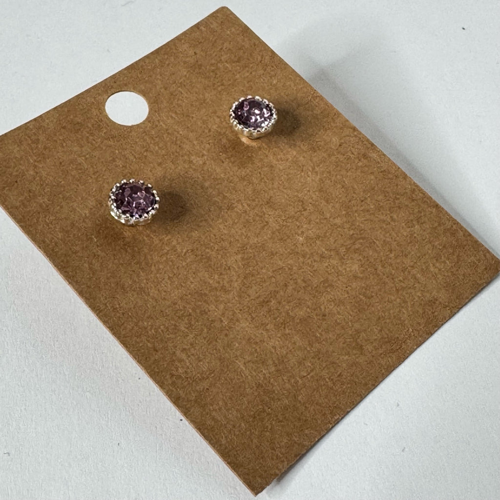 Amethyst-Colored Halo Stud Earrings