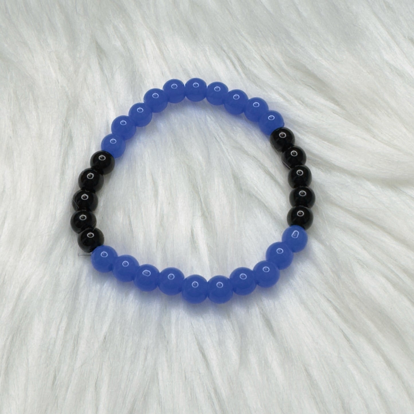 Inga Ann's Light Blue & Black Beaded Bracelet