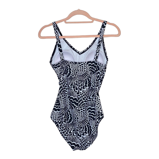 Speedo Black & White One Piece Swimsuit - Size 10