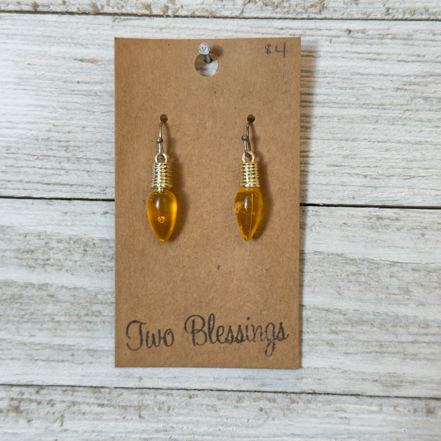 Two Blessings Earrings - Yellow Christmas Light