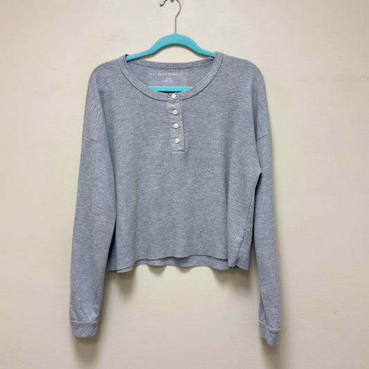 American Eagle Boxy Long Sleeve Thermal Henley Top - Size Small
