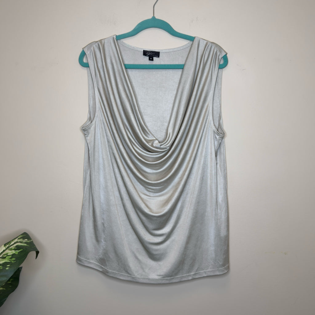 Cyrus Drape Neck Sleeveless Top - Size 1X