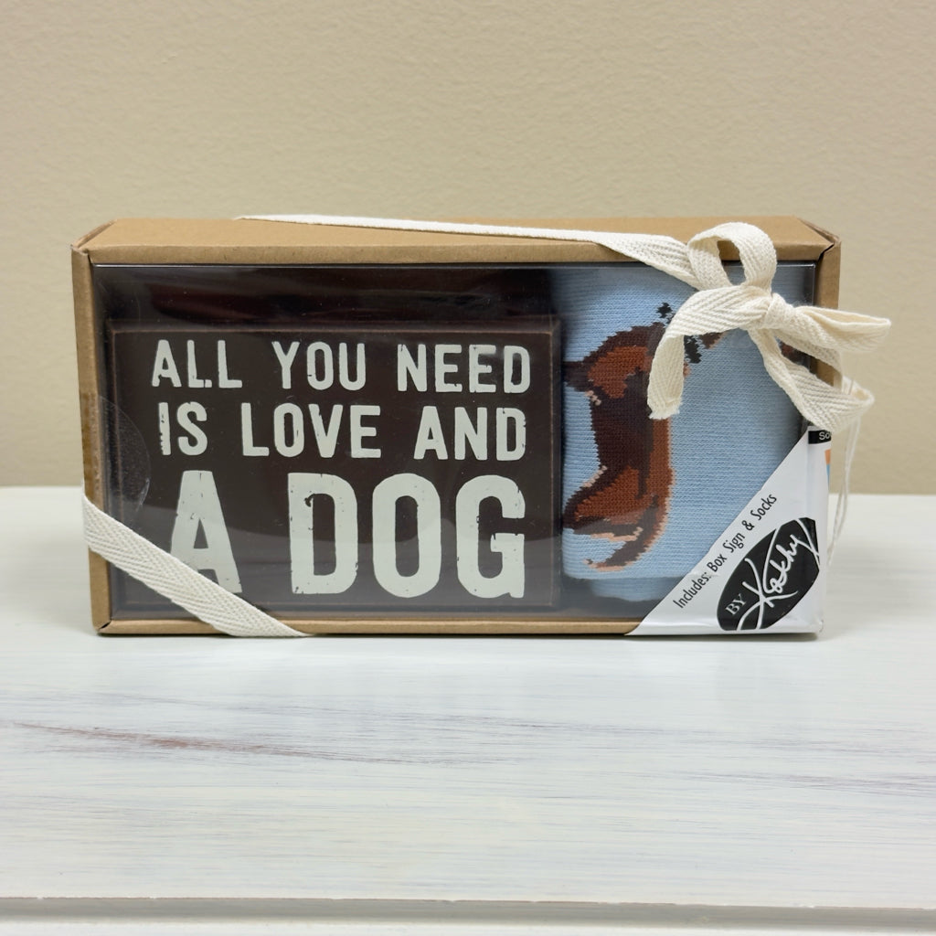 By Kathy Dog Box Sign & Sock Set