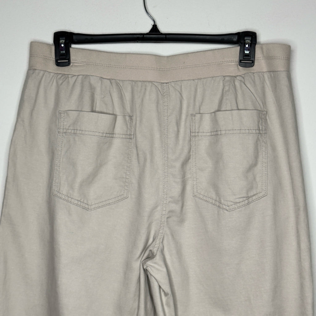 Chico's Ribbed Waist Linen Blend Straight-Leg Cropped Pants - Size 14