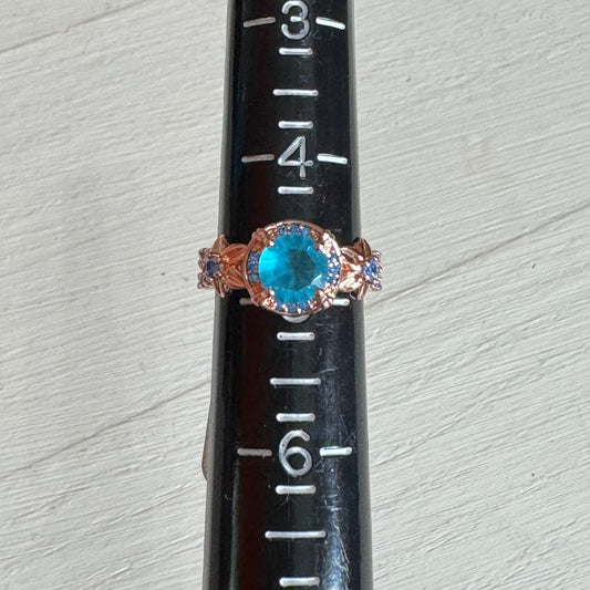 Blue Floral Filligree Ring - Size 5