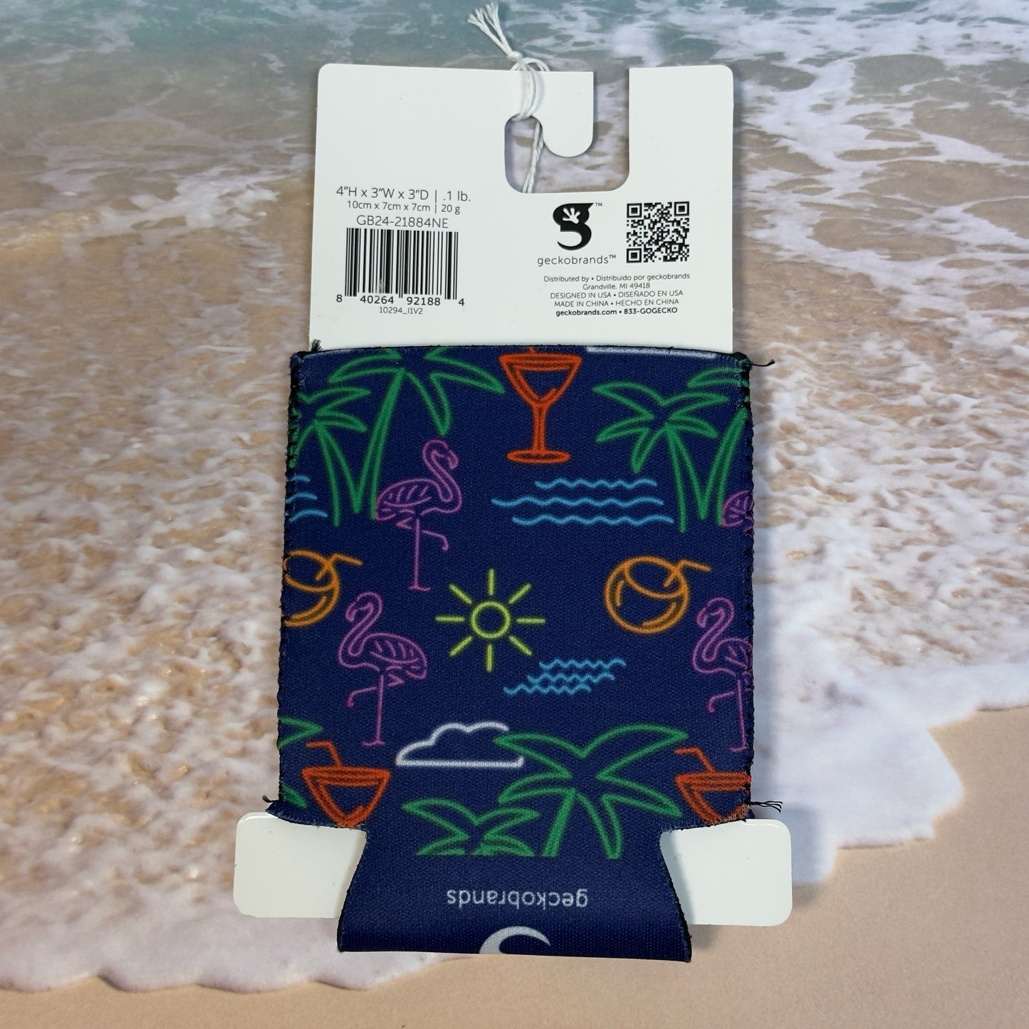 GeckoBrands Can Coozie - Neon Tropical Print