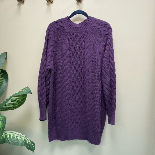 Purple Cableknit Tunic Sweater - Size Medium