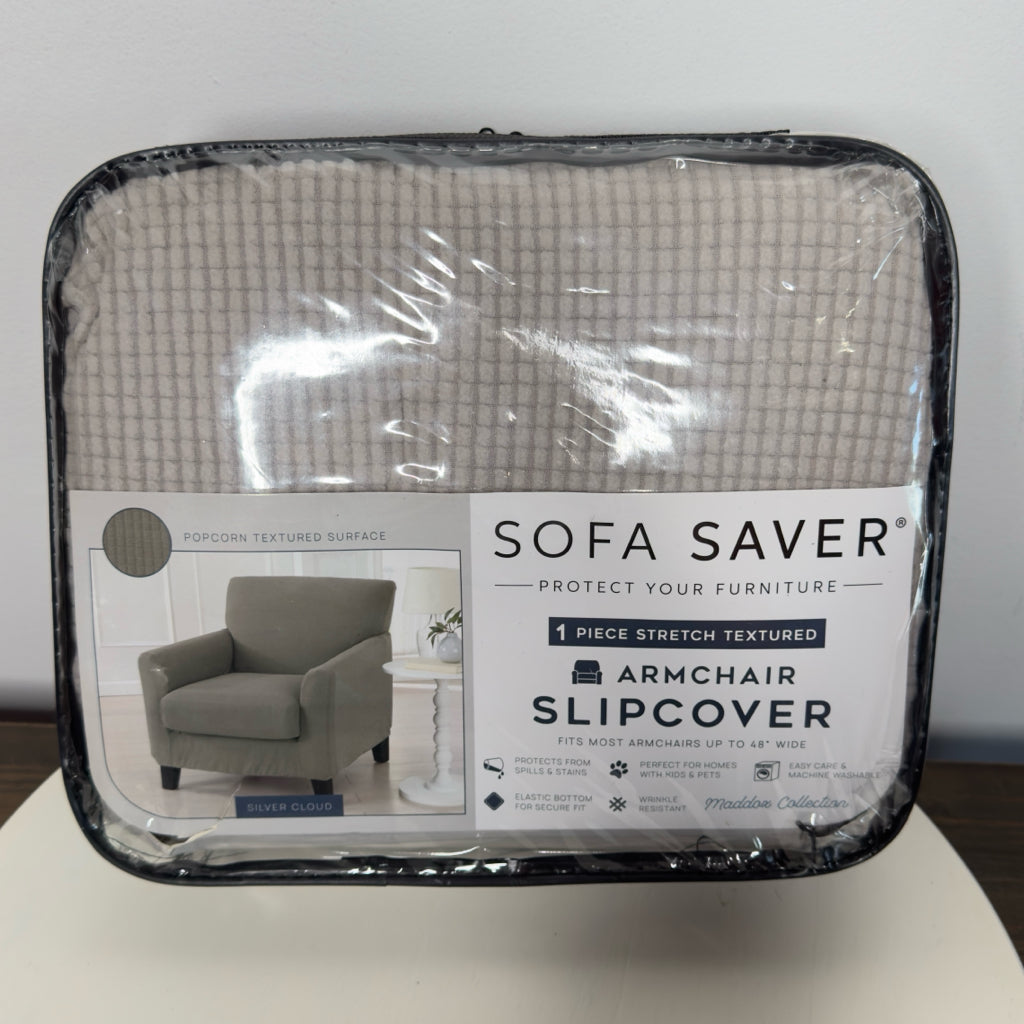 Maddox Collection Sofa Saver Armchair Slipcover -Silver Cloud