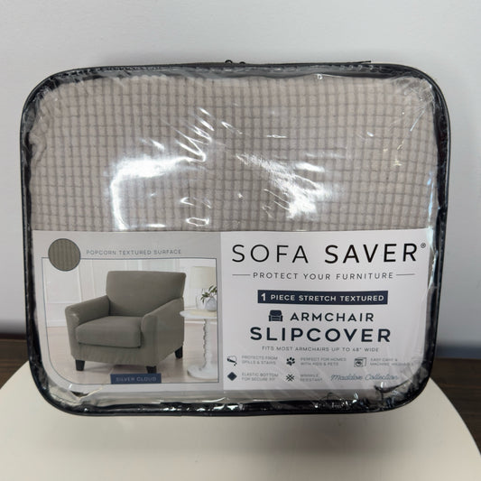 Maddox Collection Sofa Saver Armchair Slipcover -Silver Cloud