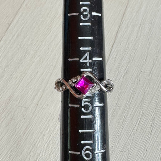 Pink Princess Cut Twisted Infinity Ring - Size 5