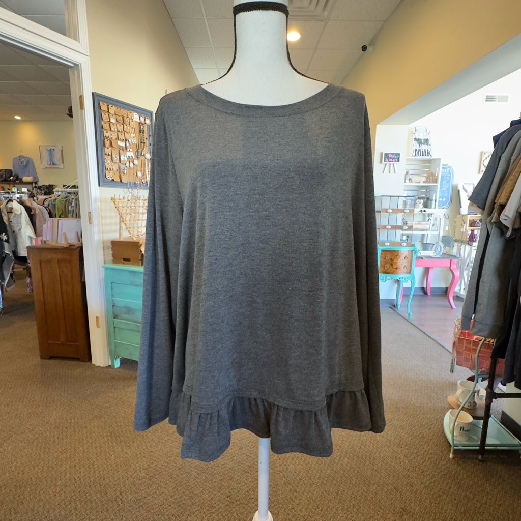 Emerald Ruffle Trim Top - Size 2X