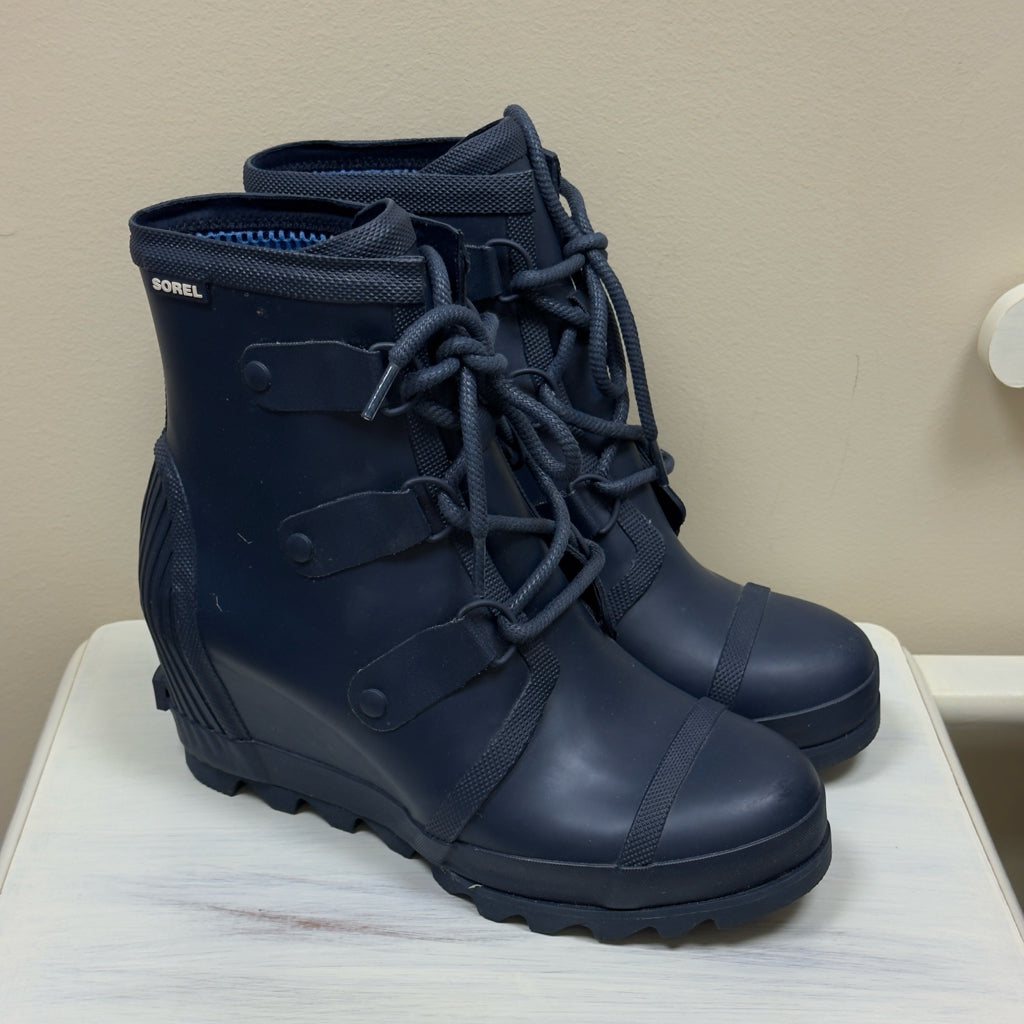 Sorel Joan Of Arctic Wedge Rain Boot Blue - Size 9.5
