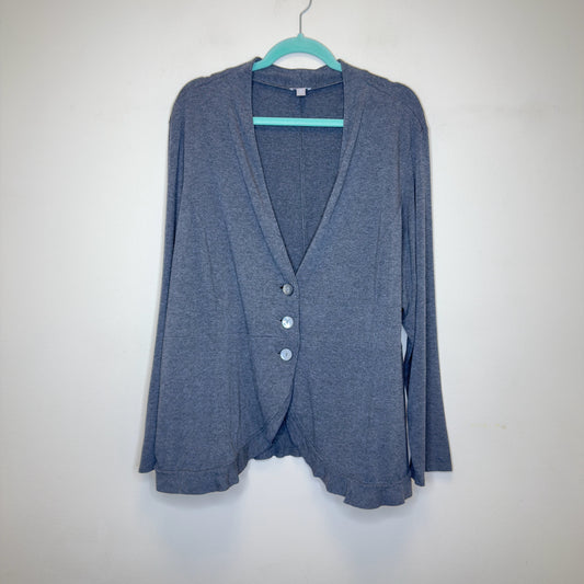 J. Jill Charcoal Gray Cardigan Ruffle Trim Button Closure - Size 3X