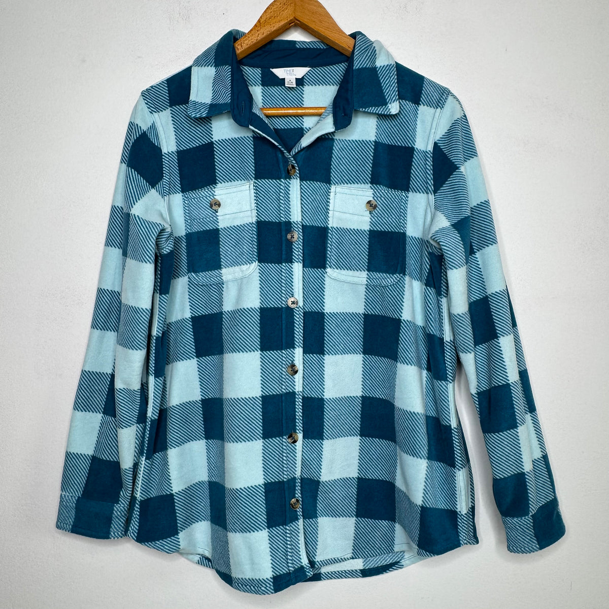 Time & True Plaid Fleece Button Front Shacket - Size Small