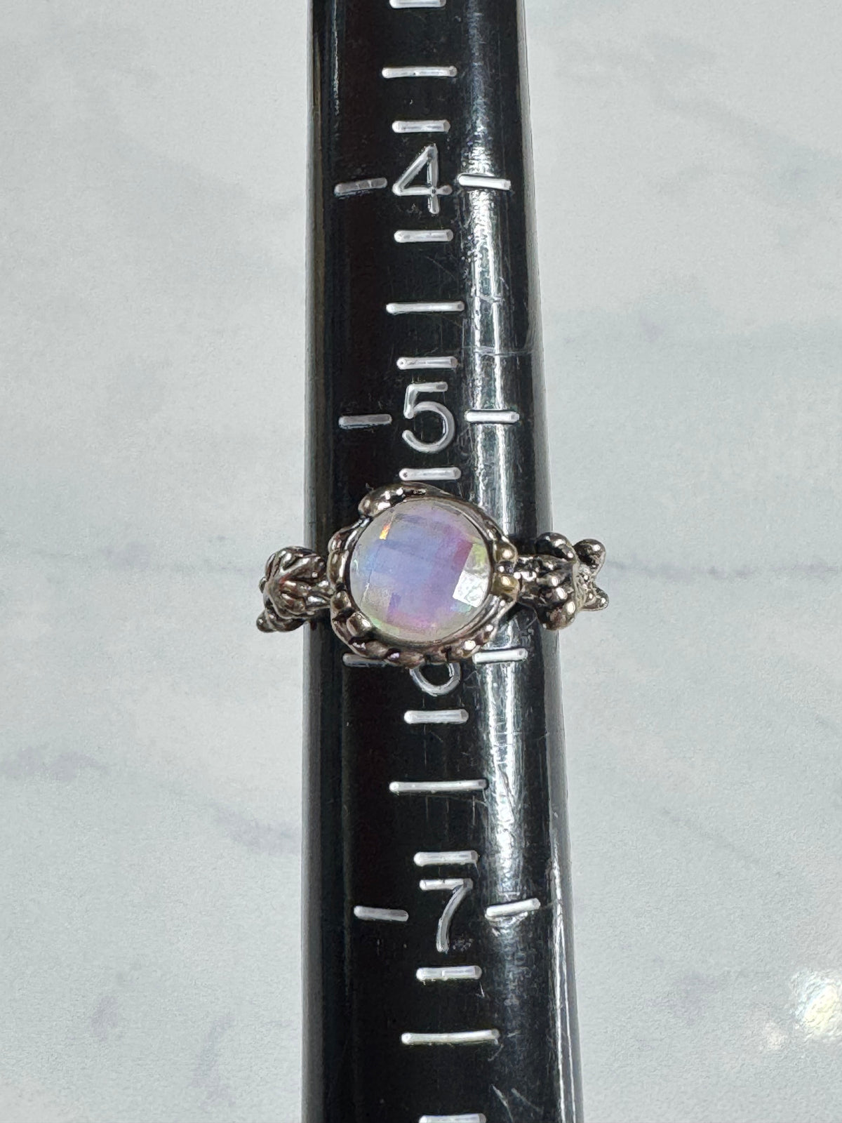 Vintage Inspired Round Moonstone Ring - Size 6