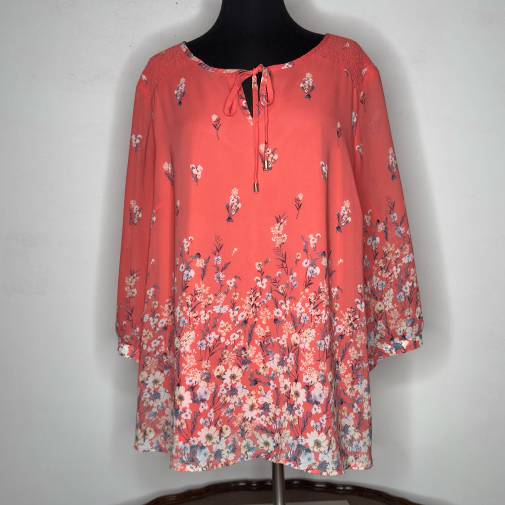 Sara Michelle Floral Print Boho Style Top - Size 2X