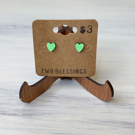 Two Blessings Earrings - Wood Earrings - Green