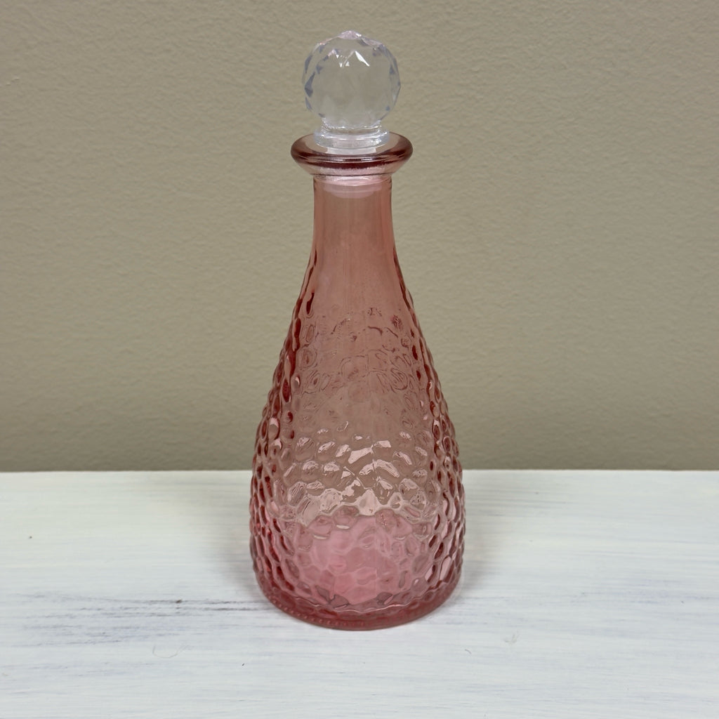 Pink Dimpled Glass Perfume Bottle