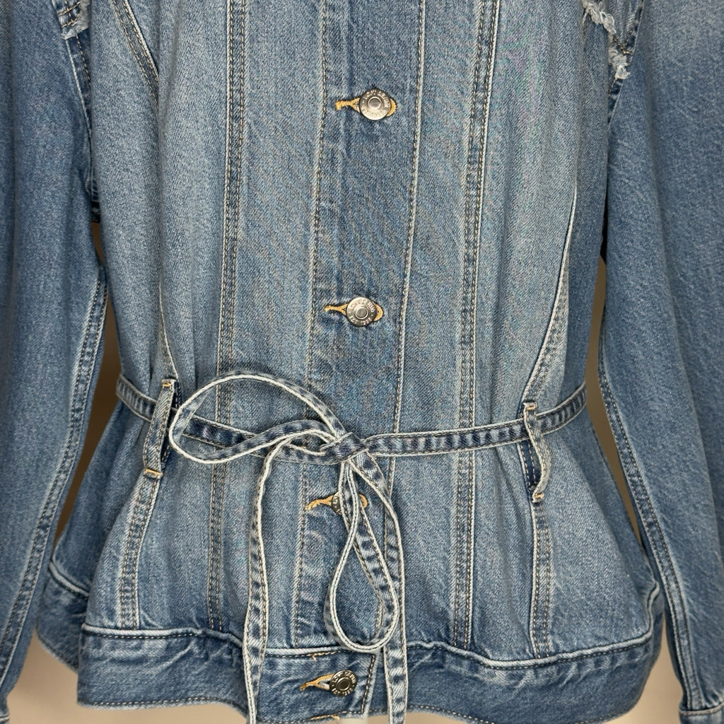 Loft Tie-Waist Denim Trucker Jacket - Size Large