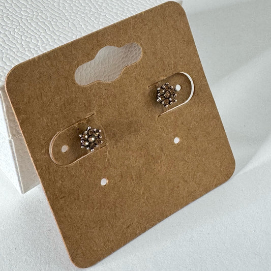Brown Crystal Cluster Stud Earrings