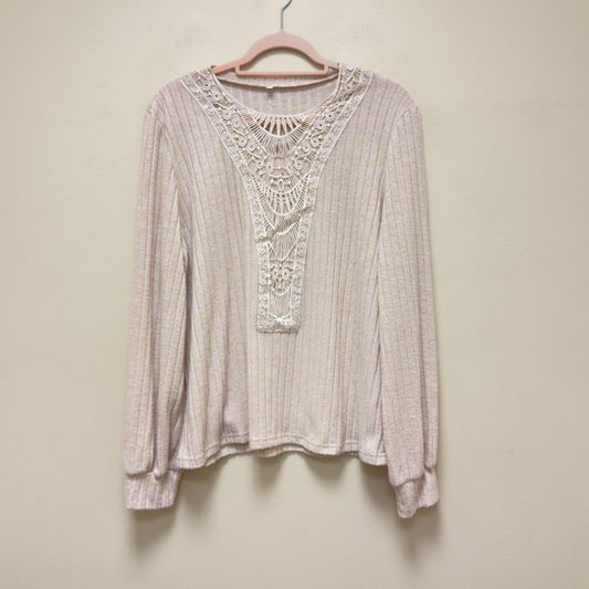 Ribbed Top w/Crochet Lace Inset - Size XXL