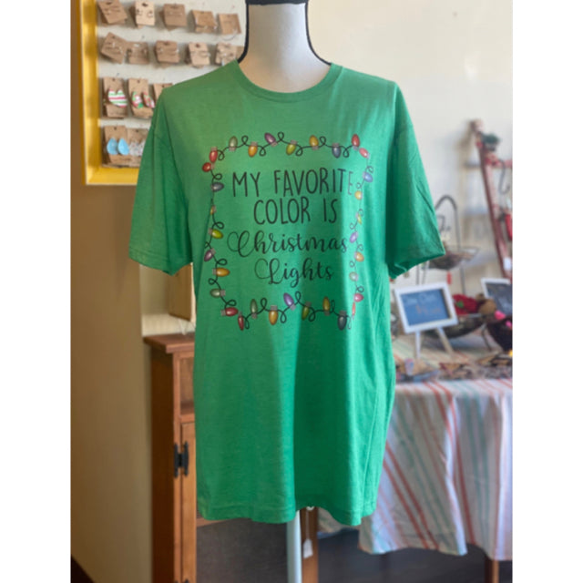 My Favorite Color Is Christmas Lights Graphic Tee - Size Large