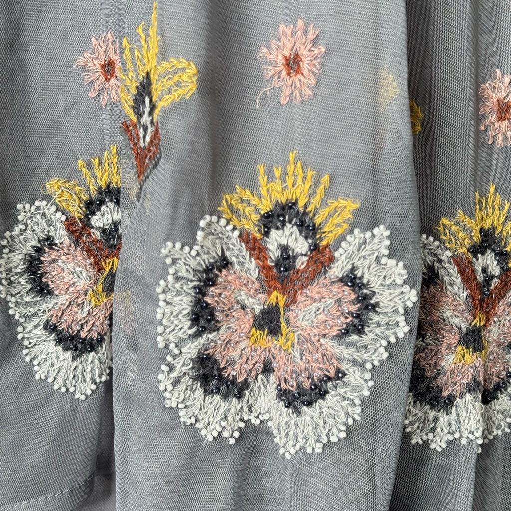 LOGO Lavish Sleeveless Flowy Embroidered & Beaded Top - Size 2X