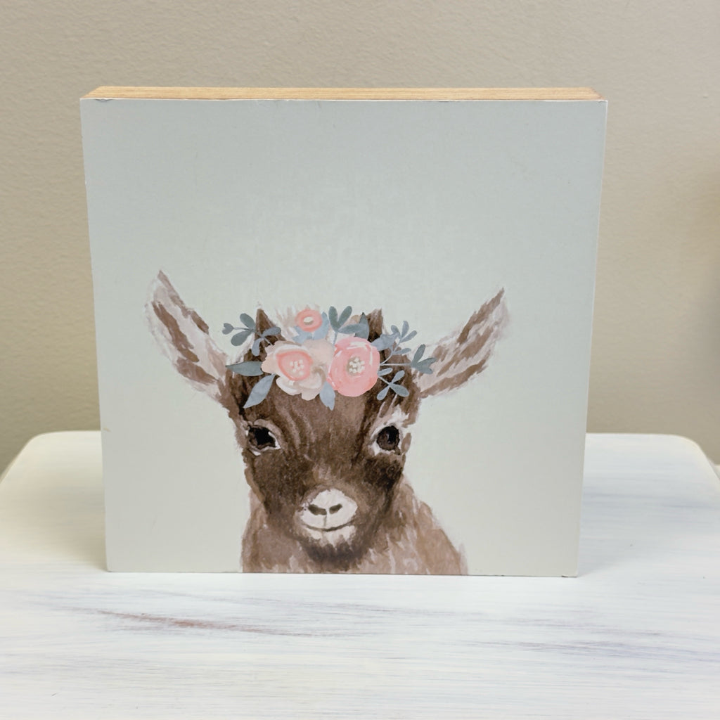 Floral Baby Goat Box Sign
