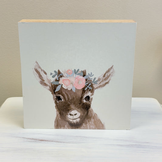 Floral Baby Goat Box Sign