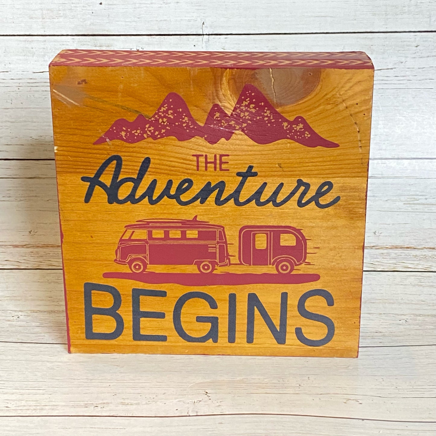 The Adventure Begins Box Sign