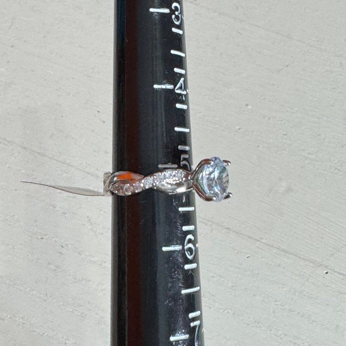 Silver Tone Crystal Infinity Cocktail Ring - Size 5
