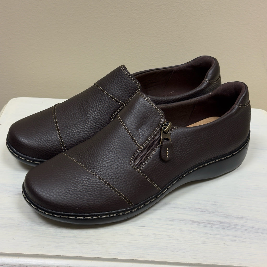 Clarks Cora Harbor Dark Brown Leather Shoes - Size 8 1/2 Wide