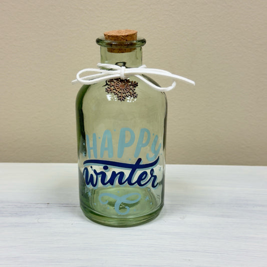 Happy Winter Glass Vase