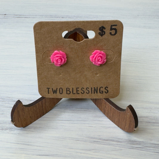 Two Blessings Earrings - Flower - Pink