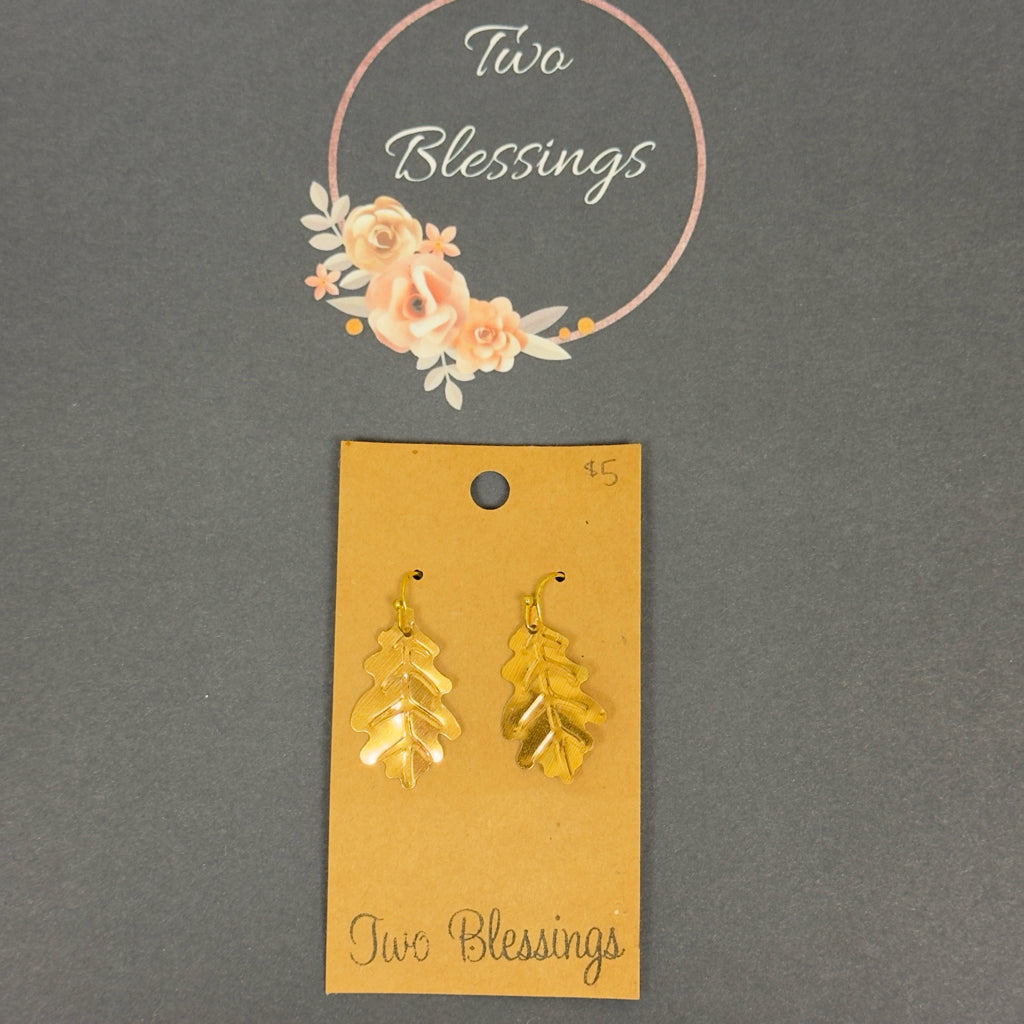 Two Blessings - Gold Leaf Earrings
