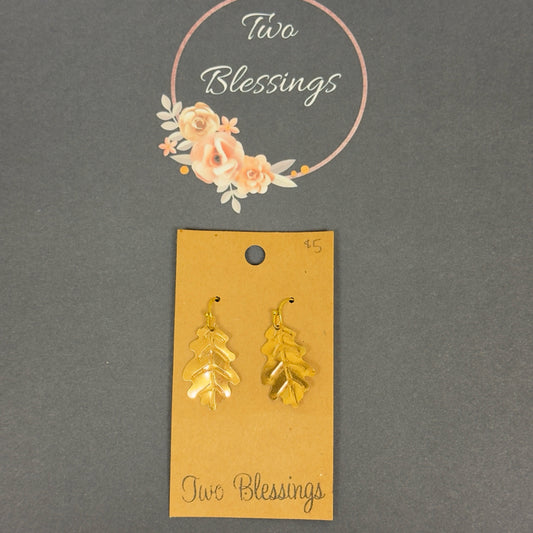 Two Blessings - Gold Leaf Earrings