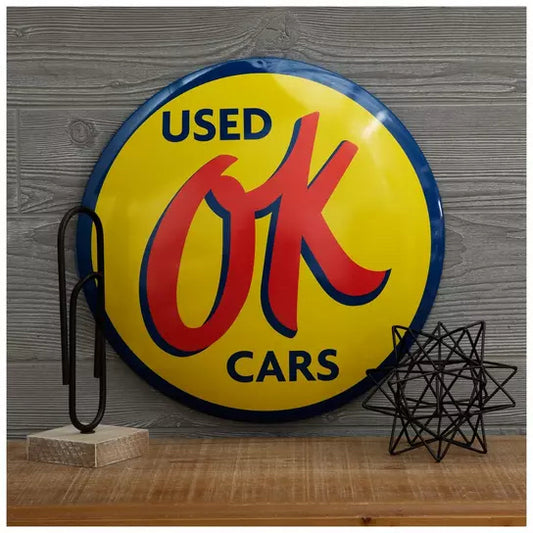 Used Ok Cars Dome Metal Sign