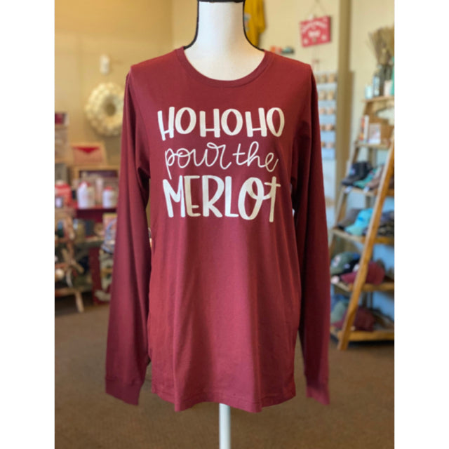 Ho Ho Ho Pour The Merlot Graphic Tee - Size XL