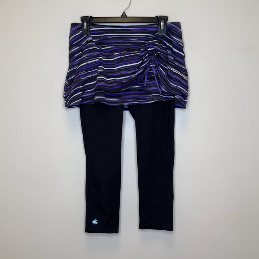 Athleta Black Night Painted Cuteness 2 In 1 Skirt Capri Leggings - Medium Petite