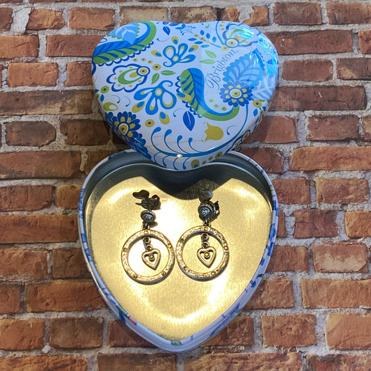 Brighton Earrings w/Brighton Metal Trinket Box